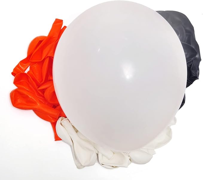 300 Pack White Black and Orange Balloons 100 of each of the 3 colors 12 inch - Image 4