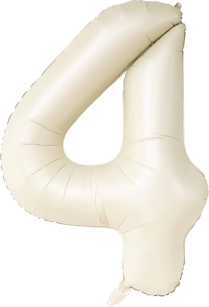 KatchOn Cream White 4 Balloon Number 40 Inch, 4th Birthday Decor - Image 8