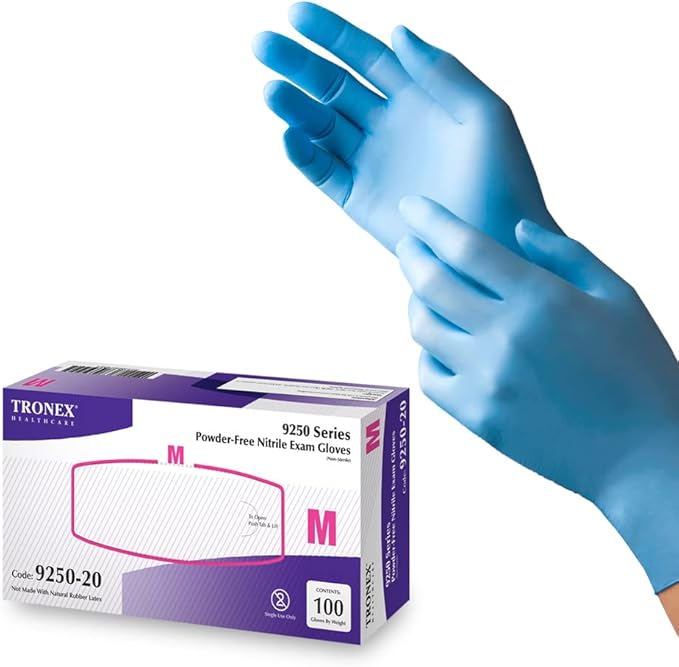 TRONEX XS - 2XL Nitrile Glove, Examination, Fingertip-Textured, Powder-Free, Blue