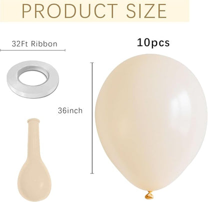 Cream Balloons 10 Pack 36 inch Latex Party Neutral Round Beige Sand White - Image 2
