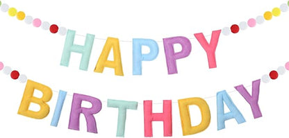 Felt Happy Birthday Garland Rainbow Banner Reusable Happy Birthday Sign Party by Mindsoft