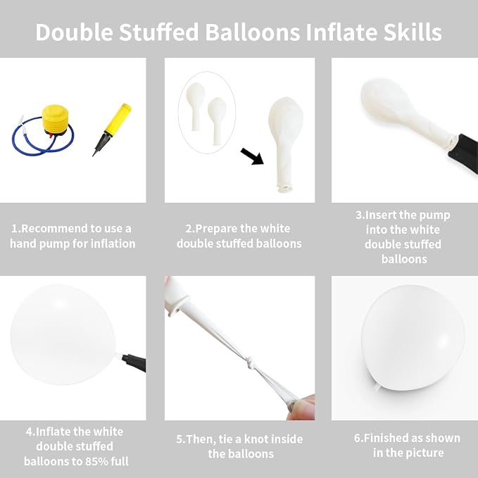 White Double Stuffed Balloons Different Size 115Pcs 5/10/12/18" White Balloon - Image 3