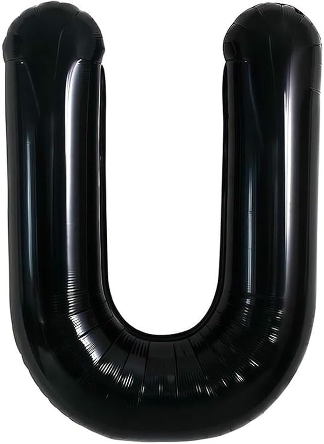 40 Inch Black Letter U Foil Balloon, Large Jumbo Mylar Helium Alphabet Balloon - Image 2