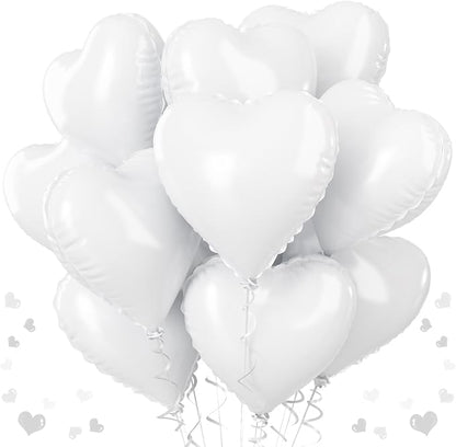White Heart Foil Balloons, 18 Inch, Baby Shower, Graduation Party Decorations by TAOYE