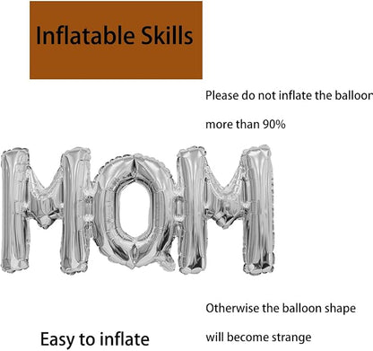Silvery Mom Balloons Letter Balloon Mother's Day Balloons Conjoined Mom Foil - Image 5