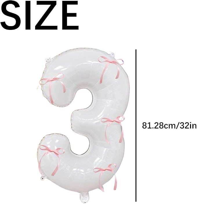 32 Inch White Number Foil Balloon - Image 4