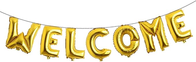 16 inch multicolor Welcome Balloon Banner Balloons Foil Letter Balloon by RUIANSI