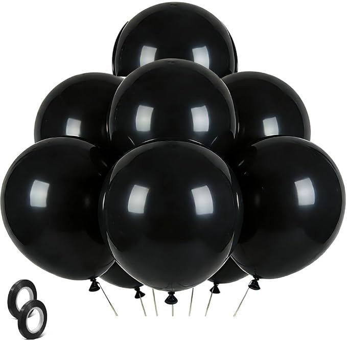 Black Balloons Party Decorations 30 Pack 18 inch Round Halloween Latex Balloons by BOMSI