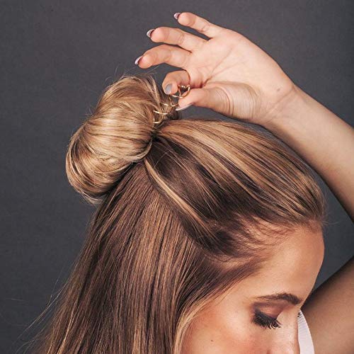 Kitsch Spiral Bobby Pins for Girls and Women - Hair Bun Maker | Rounded Tips, Chip-Resistant Bun Twist Spiral Hair Pins | Secure Hold All-Day | Ideal Gifts for Women - 3Pcs, Brown