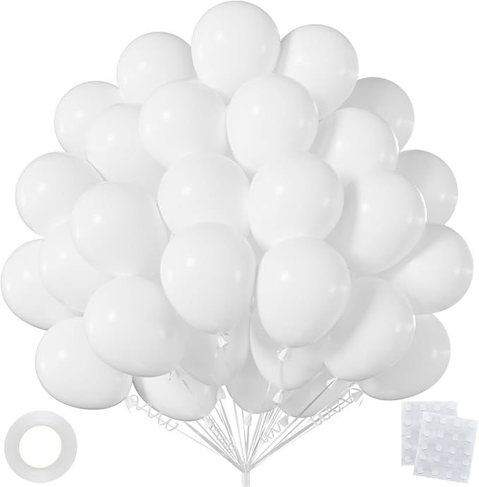 50pcs White Balloons, 12inch White Latex Party Balloon, Helium Quality | by ZizasAry