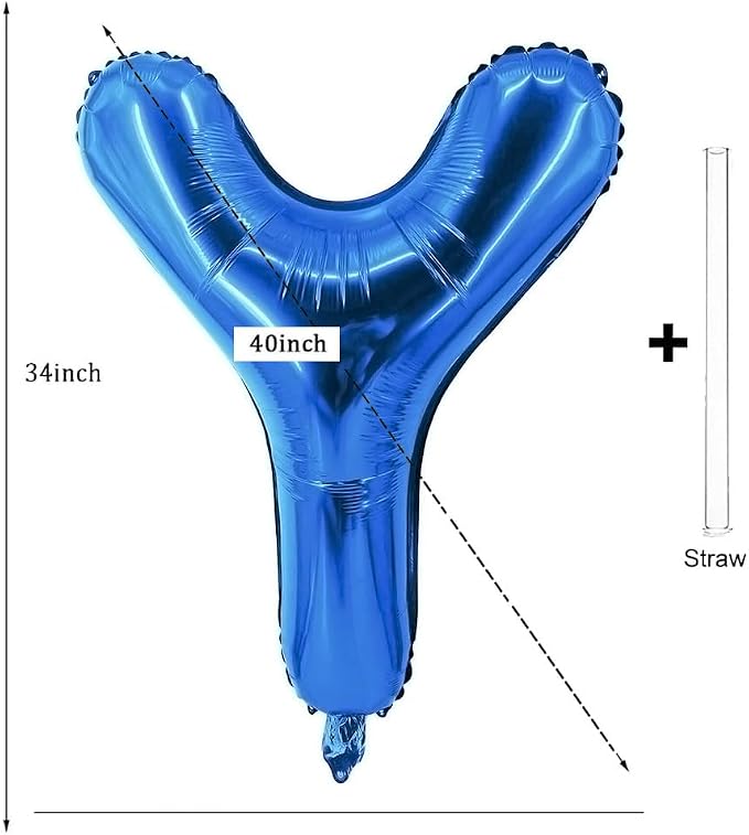 Letter Balloons 40 Inch Blue Giant Alphabet Balloons Letter Y | Foil Mylar Big - Image 2