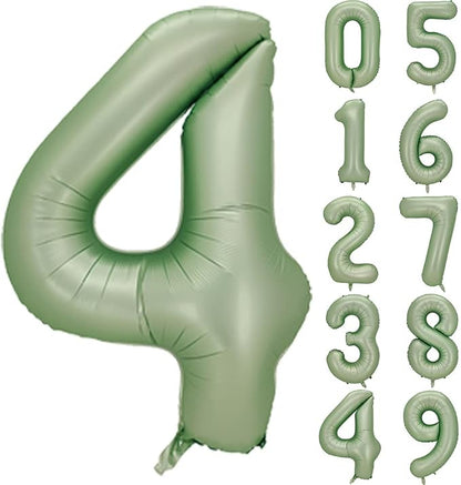 Number 4 Balloon, 40-Inch Sage Green Number Balloon | 40-inch foil balloon by GifloonOfficial