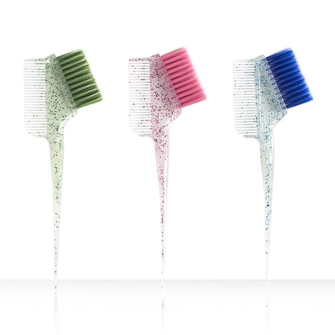 Hair Dye Brushes and Combs Set, 6pcs Multicolor Glitter Hair Tint Tools Kit for Home DIY Coloring and Salon Use