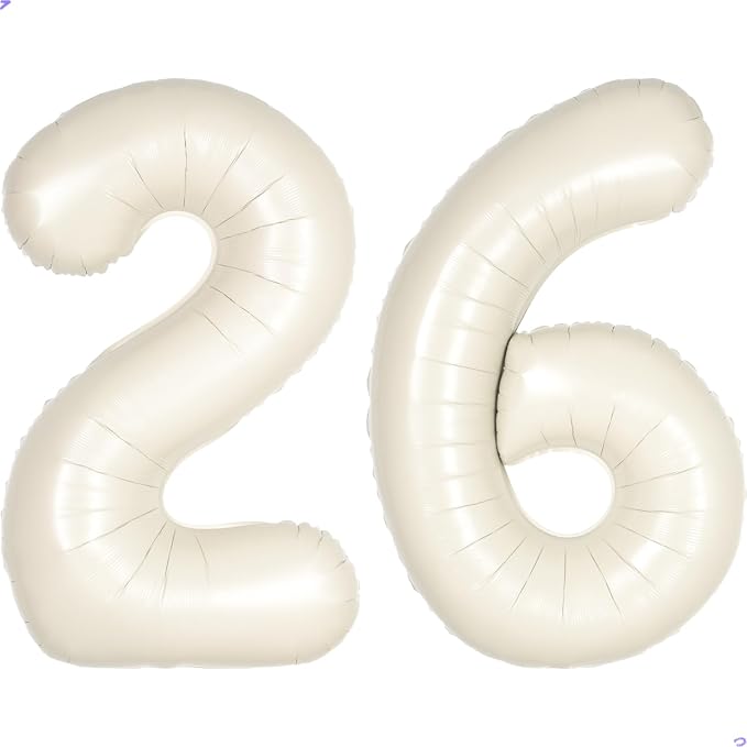 Cream White Number 26 62 Balloon by Unknown