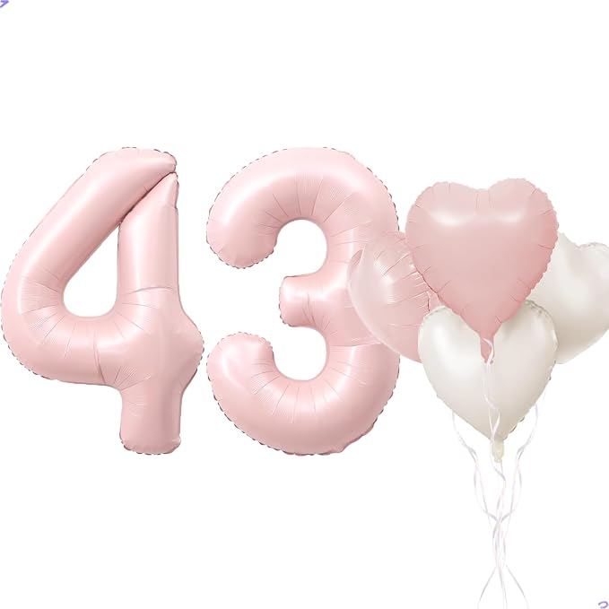Pink 43 Balloon Number Pastel Pink 43th Birthday Party Decorations by Unknown