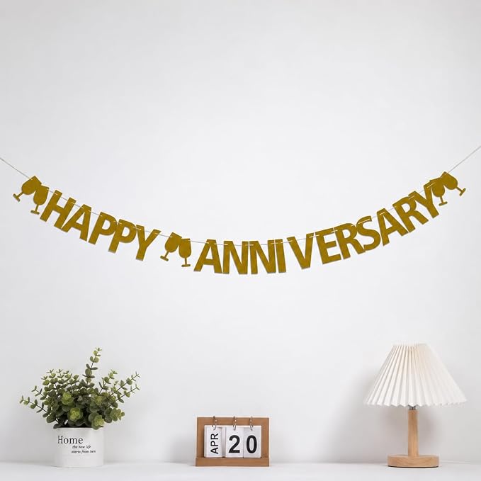 Happy Anniversary Banner, Wedding Anniversary Party Decorations Supplies by Unknown