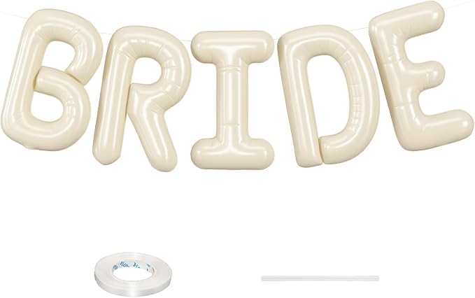 BRIDE Balloons Bachelorette Party Decorations, 16 inch Cream Beige Bride Letter by Saxuxu