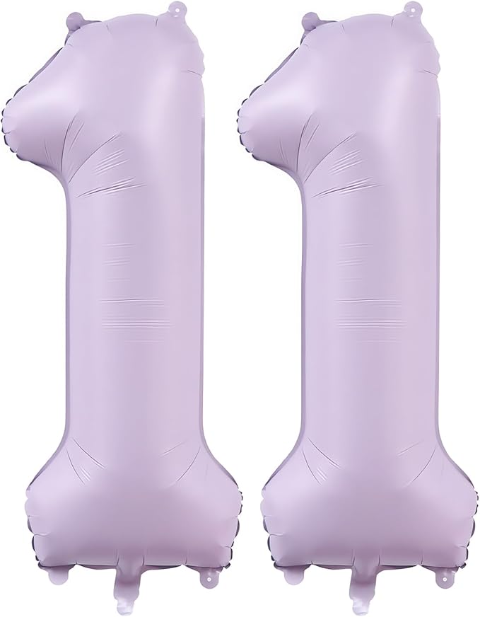 Pastel Purple 11 Number Balloons, 40 Inch Light Purple 11 Balloons Large Helium by BBPOOL