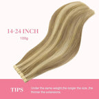 GOO GOO Tape in Hair Extensions Human Hair, 16/22 Light Blonde Highlighted Golden Blonde, 18inch 100g 40pcs, Skin Weft Seamless Invisible, Silky Straight with Thick Ends, Remy Human Hair