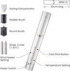GLAMUP 5-in-1 Flexible Styler Multi Hair Styler - Advanced High-Speed Hair Dryer, Magic Styler with Tight Grip, for Travel, Fast Drying, No Heat Damage, Gift Set