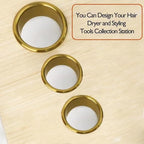 Hair Dryer Holder, Salon Hair Styling Station Organizer, 3pcs (Golden, Stainless Steel, Heat & Burn Resistant, Diameter: 3'' & 2'')