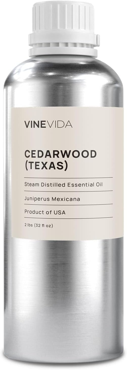 VINEVIDA Cedarwood Essential Oil 32 oz - Undiluted Texas Candle Oil Scent - DIY Candle Scents - Bulk Oil for Soap Making