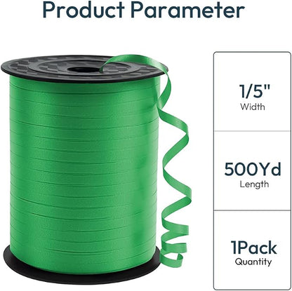 Premium Green Curling Ribbon, 1/5" Wide x 500 Yards Christmas Curling Ribbons - Image 2