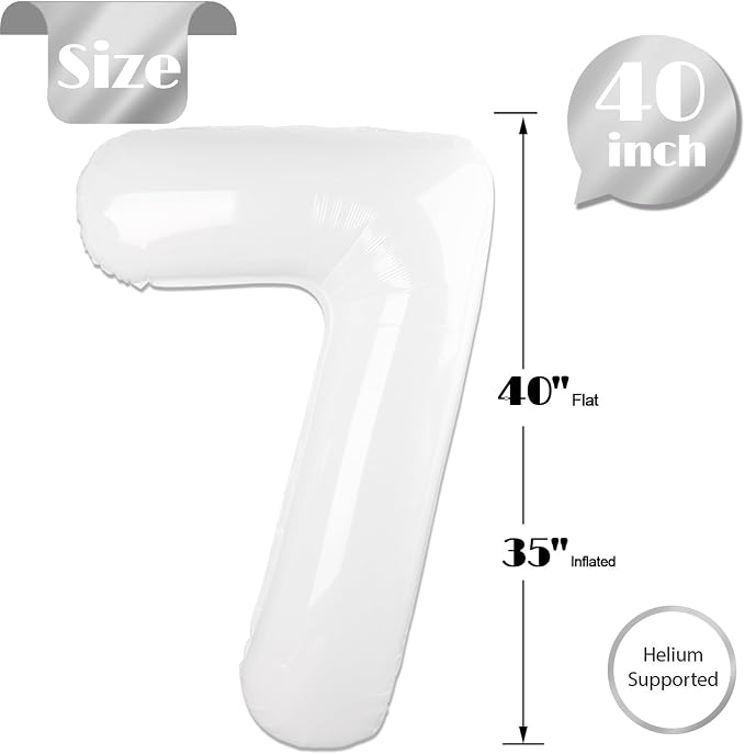 White Number 7 Balloon 40 Inch - Image 5
