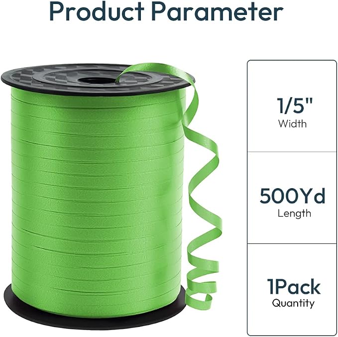 Premium Apple Green Curling Ribbon, 1/5" Wide x 500 Yards Christmas Curling - Image 2