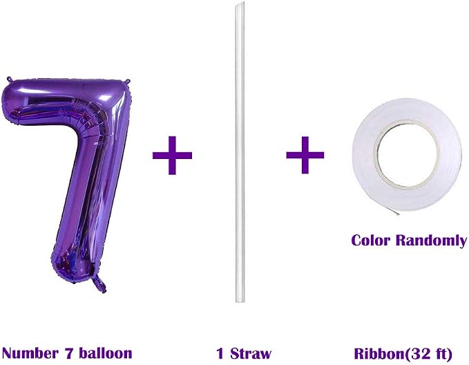 40 Inch Jumbo Purple Number 7 Balloon Giant Balloons Prom Balloons Helium Foil - Image 3