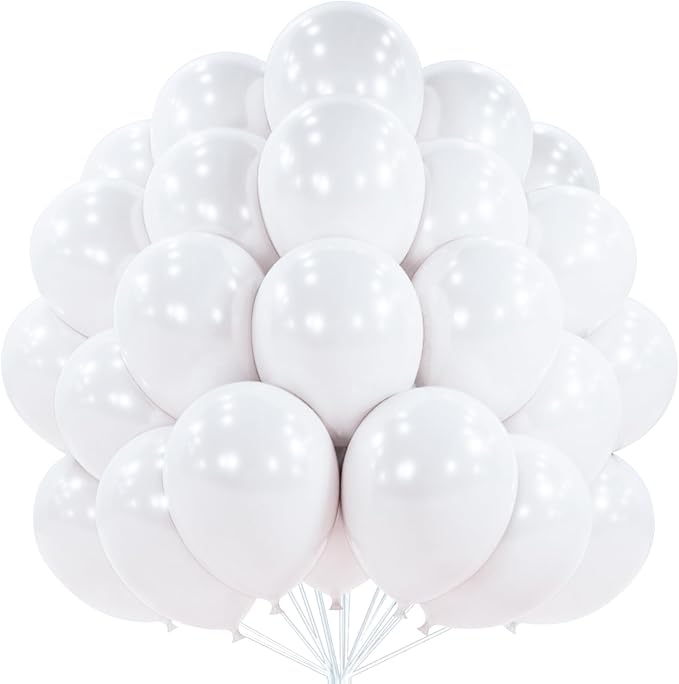 PartyWoo Pearl White Balloons 100pcs Metallic White Color 12 Inch | Balloons by PartyWoo