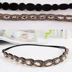 Teenitor 5pcs Hairbands for Women, 5 Rhinestone Beaded Headbands, Head Bands for Women's Hair Fashionable Handmade Crystal Beaded Elastic hairbands, 20-26.8"(51-68cm), 1 Count (Pack of 5), HAIRBAND