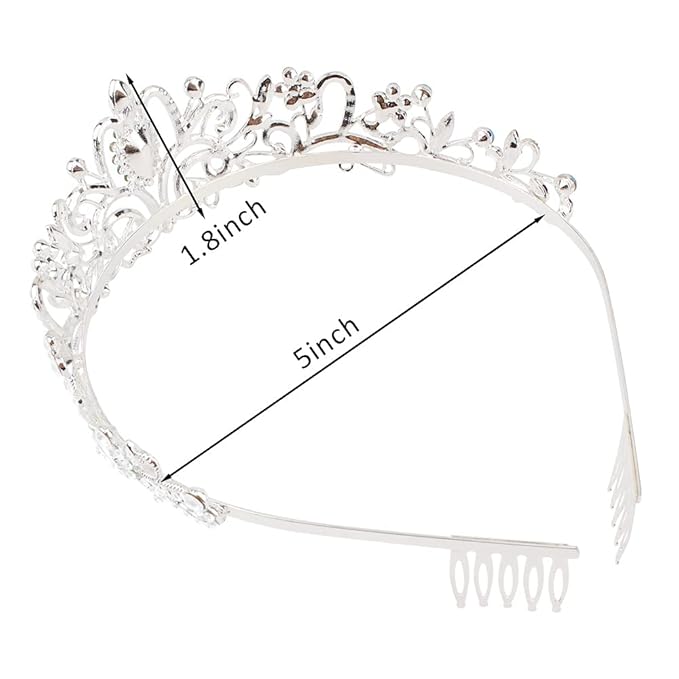 Didder Elegant Silver Tiara with Pink Crystals - Women's Birthday & Wedding Crown