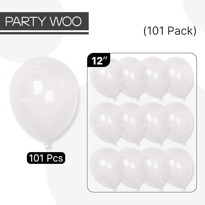 PartyWoo Clear Balloons 101pcs Transparent Latex Helium Balloons 12 Inch | - Image 7