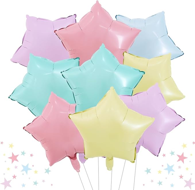 TONIFUL 15 Pack Pastel Colorful Star Foil Balloons | 18 Inch Mylar Star Shaped by TONIFUL