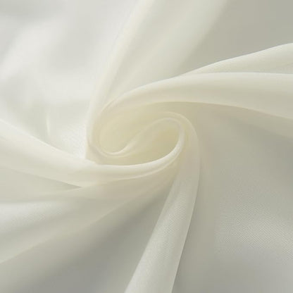 SpaceDresser Ivory Sheer Curtains 4 Panels Rod Pocket Semi-Sheer Curtain 54 - Image 8