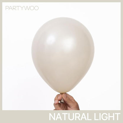 PartyWoo Pearl Sand Balloons 50pcs White Beige Cream Ivory Color | Balloons - Image 2