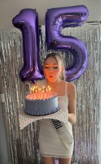Purple Number 5 Balloon 40 inch, Balloon numbers party supplies, deco photo - Image 6