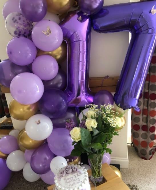 Purple Number 7 Balloon 40 inch, Balloon numbers party supplies, deco photo - Image 5