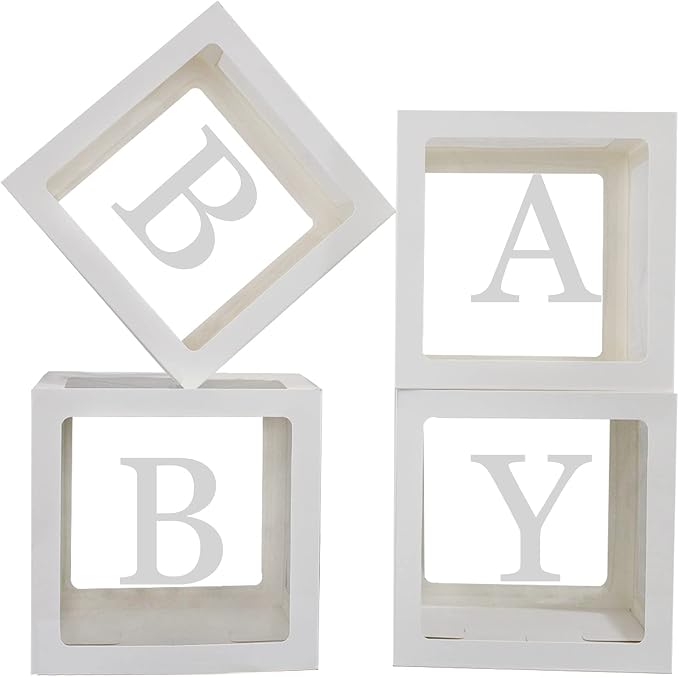 Baby Boxes with Letters for Baby Shower, Baby Shower Gender Reveal Decor | Baby by QPEY