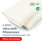 Queen Pillow Cases - 2 Pack - Super Soft Pillowcase Covers - Envelope Enclosure - Hotel Quality Pillow Protectors - Wrinkle Free, Shrink & Stain Resistant - Machine Washable - 20" x 30" (Off White)
