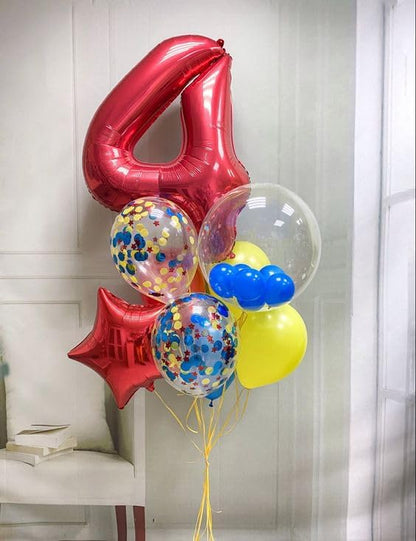 Red Number 4 Balloon 40 Inch - Image 3
