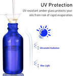 Bumobum Dropper Bottle 2 oz, 2 pack Blue Glass Eye Dropper Bottles with Labels and Funnel, Leakproof Tincture Bottles with Measured Dropper