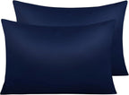 NTBAY Zippered Satin Pillow Cases for Hair and Skin, Luxury Queen Hidden Zipper Pillowcases Set of 2, 20x30 Inches, Navy Blue