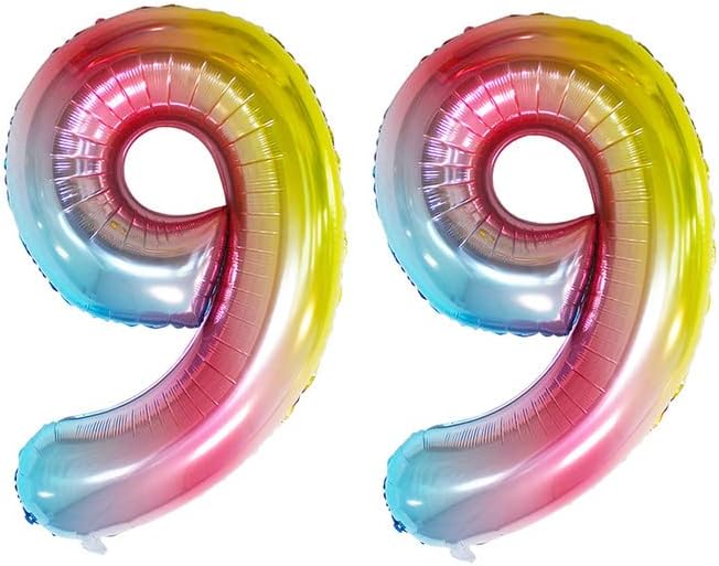 Rainbow Foil Balloons Number 9, Huge Number Balloons - Image 5