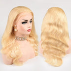 613 Blonde Human Hair Wigs 13X6 HD Transparent Lace Front Body Wave Wigs with Baby Hair for Black Women Pre Plucked Brazilian Virgin Hair Wig 180% Density 20 Inch