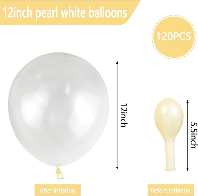 120 Pack Pearl White Balloons, Bright 12 inch Royal White Latex Party Balloons - Image 3