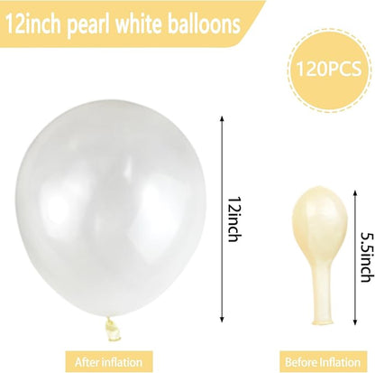 120 Pack Pearl White Balloons, Bright 12 inch Royal White Latex Party Balloons - Image 3