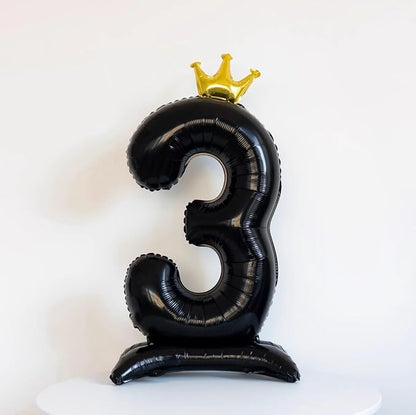 Black Crown Number 7 Balloon Standing Black Princess Digital 7 Foil Balloon | - Image 5
