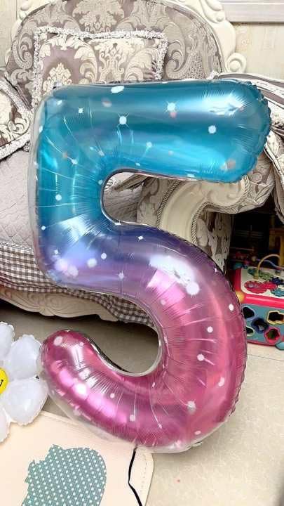 5 Balloon - Starry Sky Birthday Number Balloons, 40 Inch Party Decorations | - Image 2